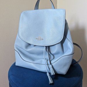 Coach Elle Pebble Leather Blue Backpack